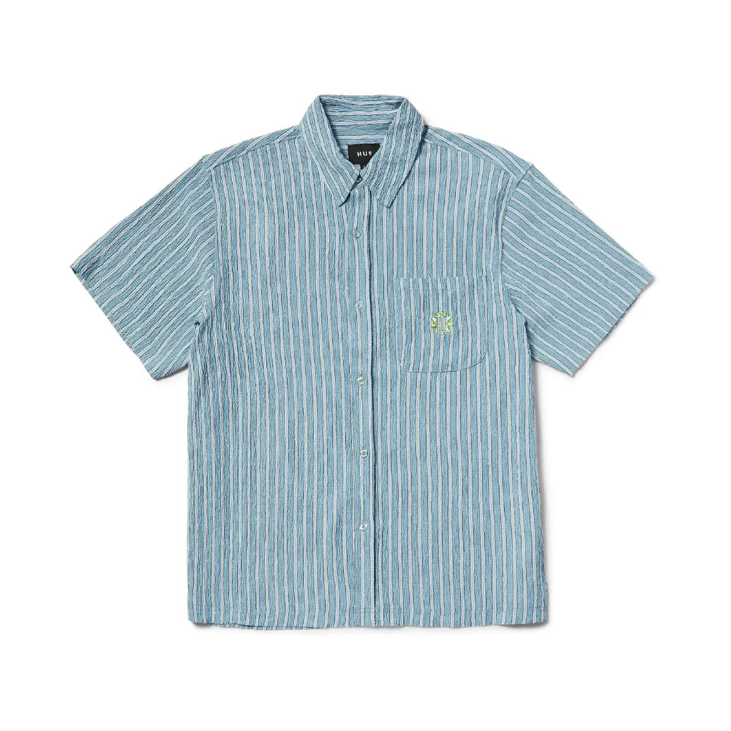HUF Apollo S/S Striped Shirt - Pool Blue - front