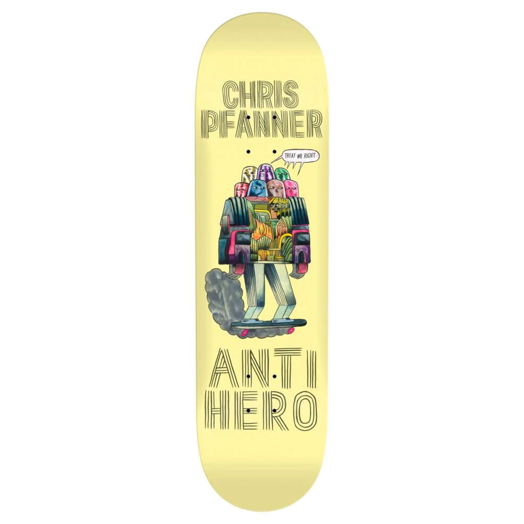 Anti Hero Skateboards Pfanner Hug the Pavement Pro Skateboard Deck - Yellow - main