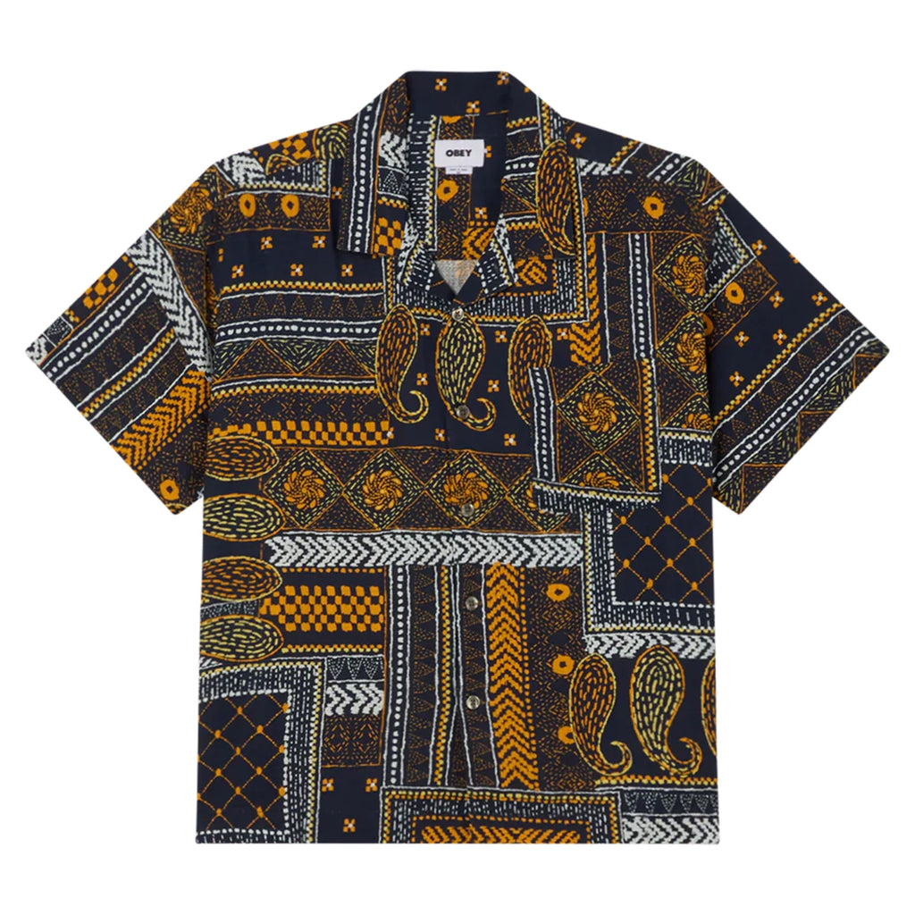 Obey Archie Woven S/S Shirt Navy Multi - Front 