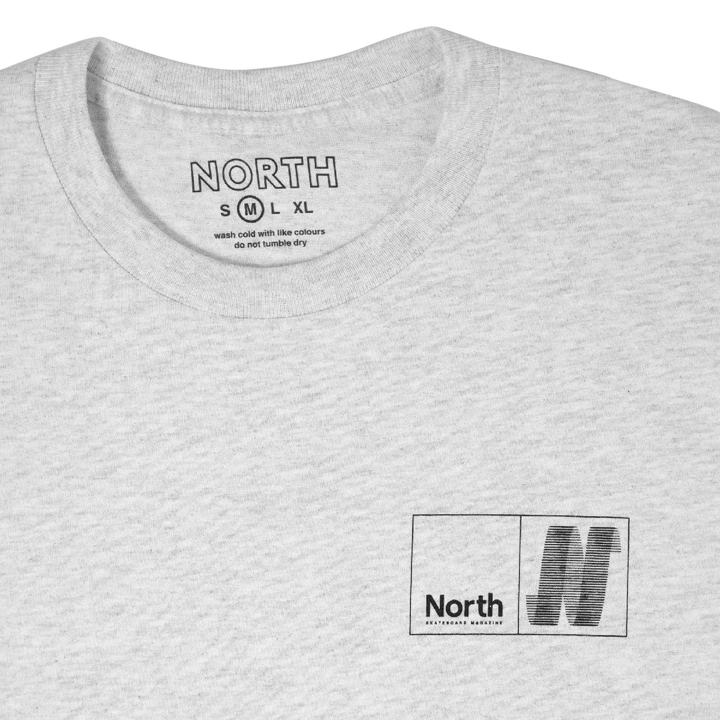North Skate Mag N Logo T Shirt - Ash / Black - closeup