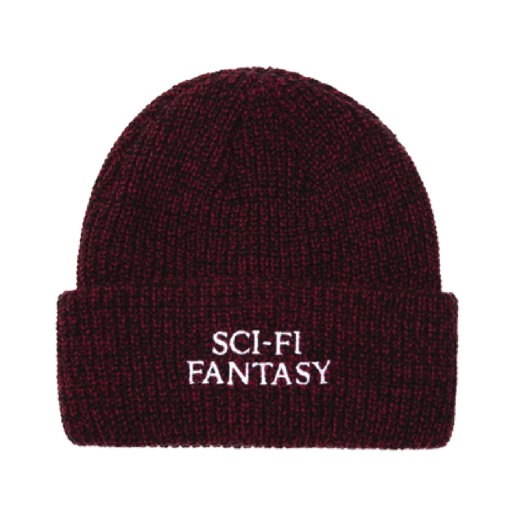 Sci-Fi Fantasy Mixed Yarn Logo Beanie - Red / Black