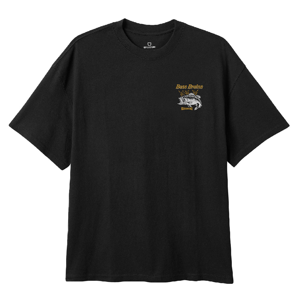 Brixton Bass Brains Fishing Team T Shirt - Black - front