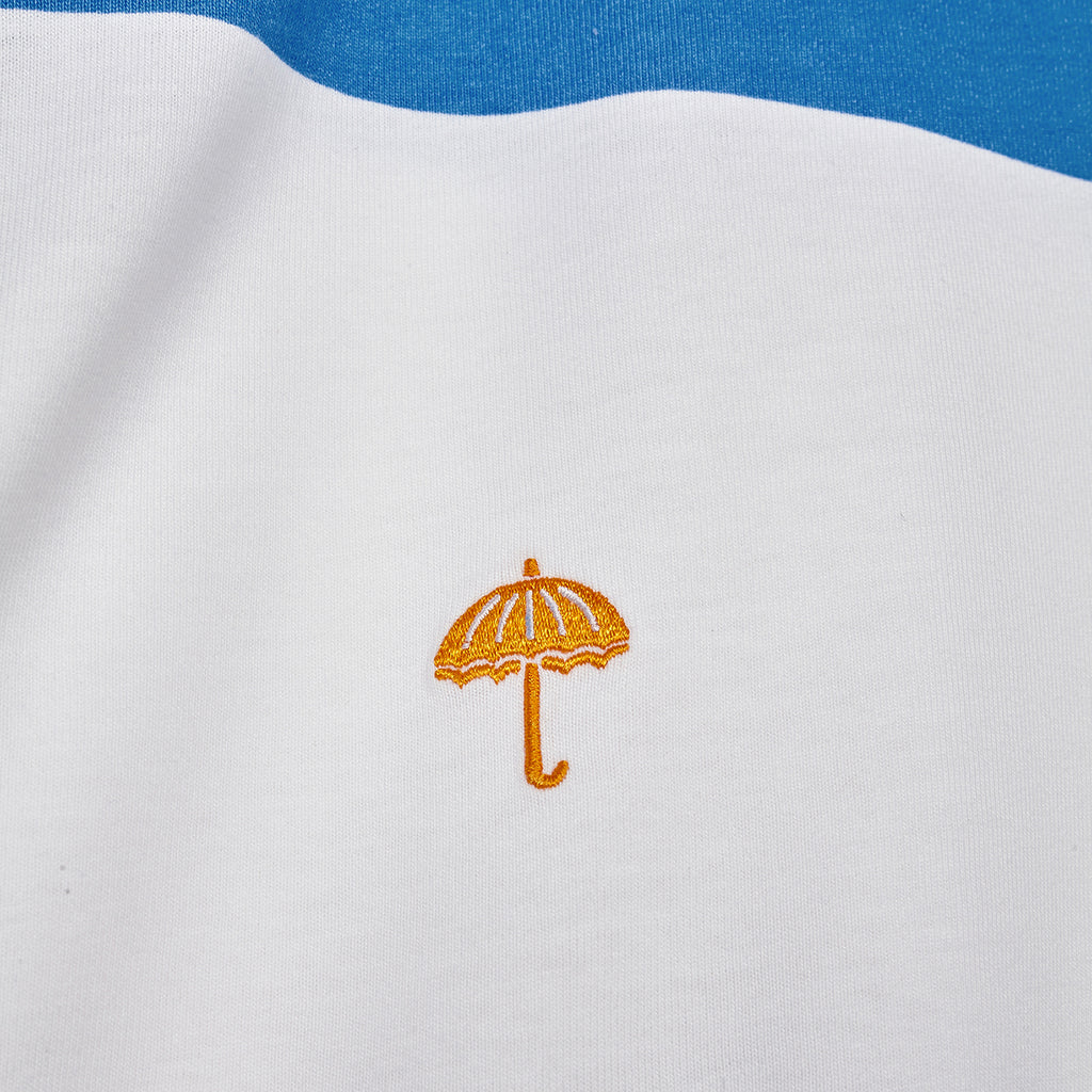 Helas Bateau T Shirt in White & Blue Photo 2 - closeup of branding embroidery on the left of chest