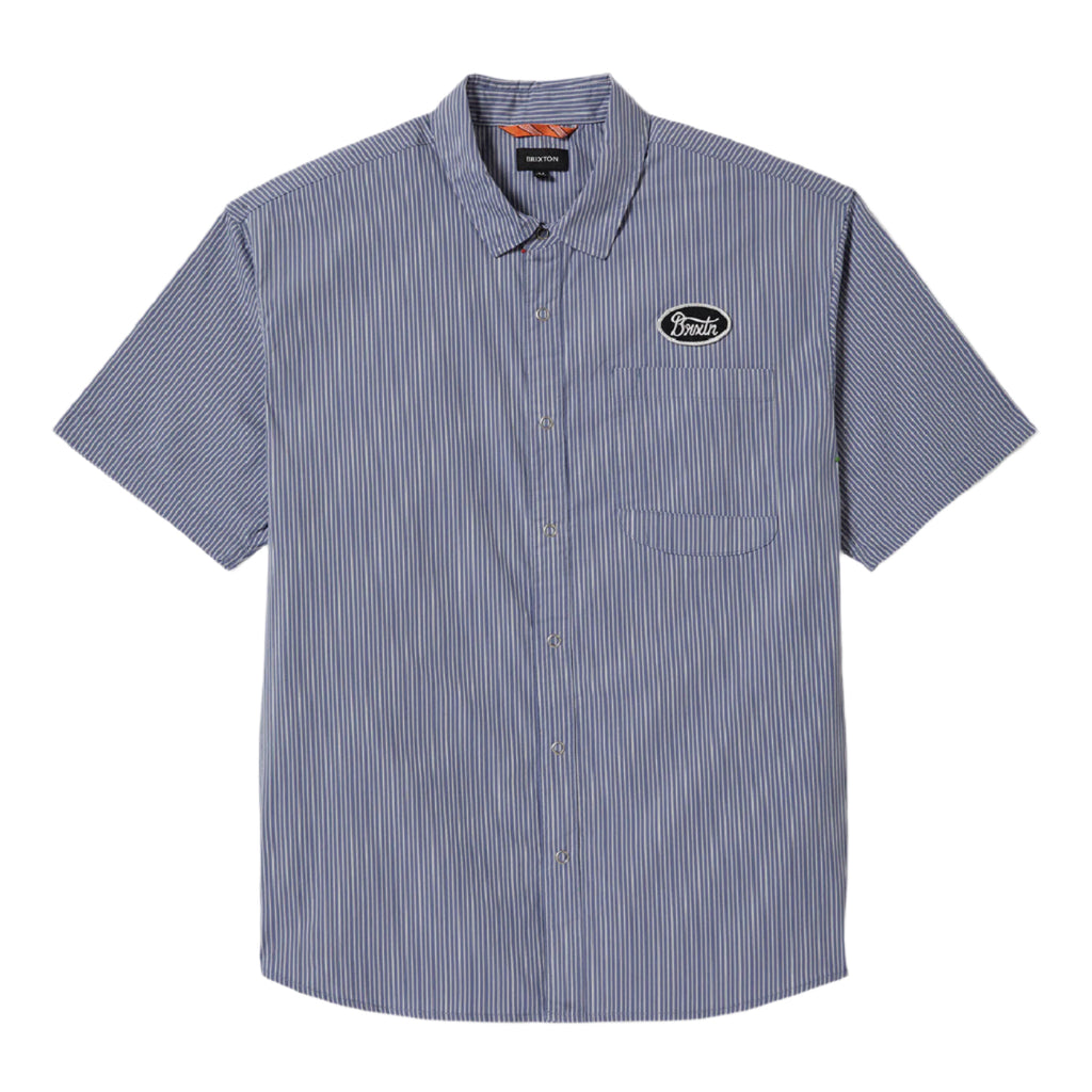 Brixton Builders Auto S/S Shirt - Twilight Blue / White Stripe - main