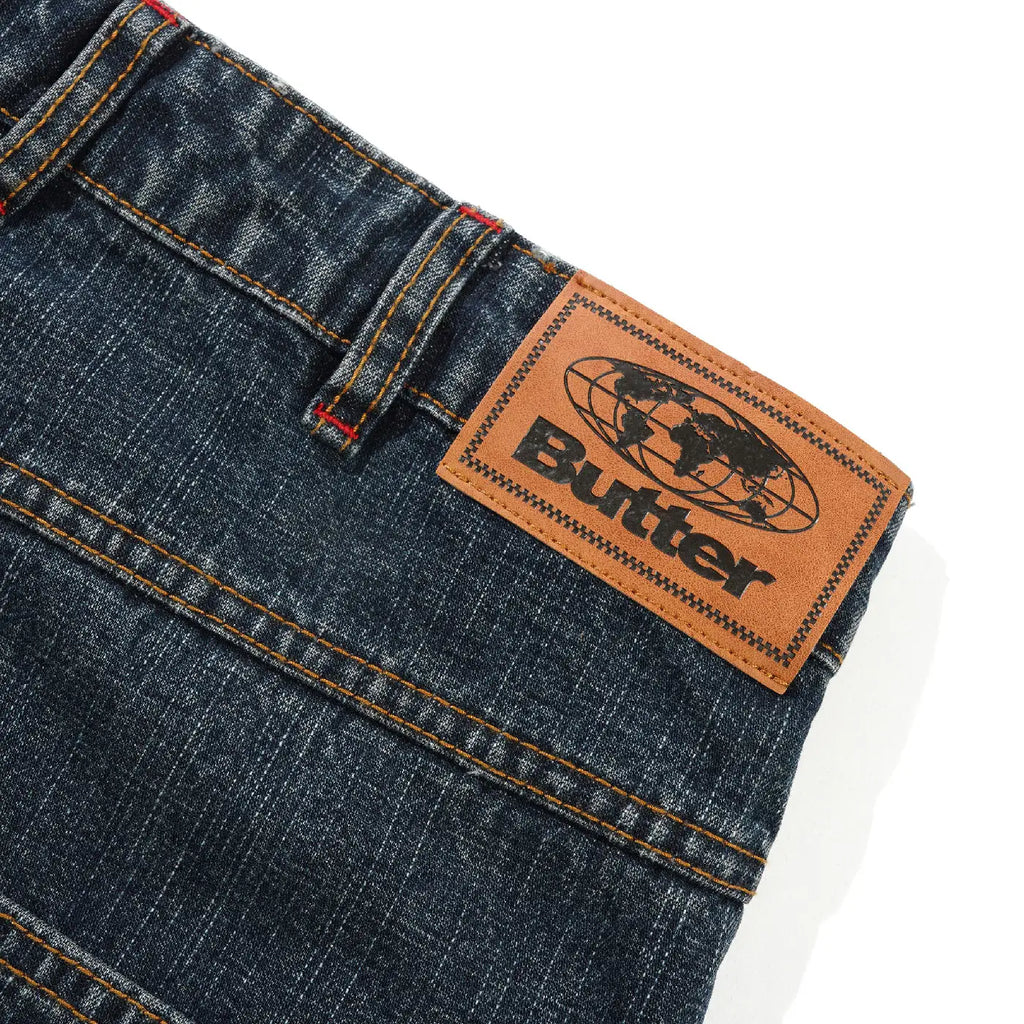 Butter Goods Blotch Baggy Denim Jeans - Streaky Navy - label