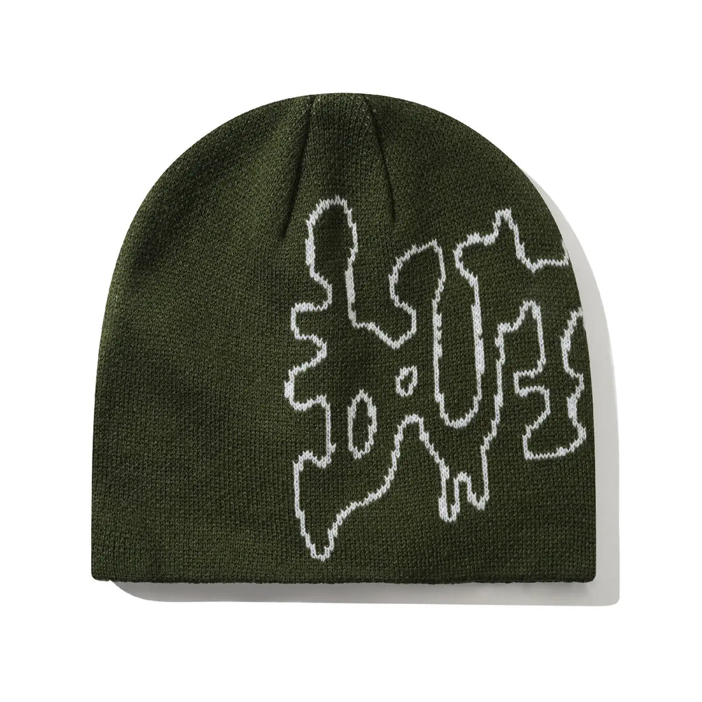 Butter Goods Blotch Skully Beanie - Fatigue - front