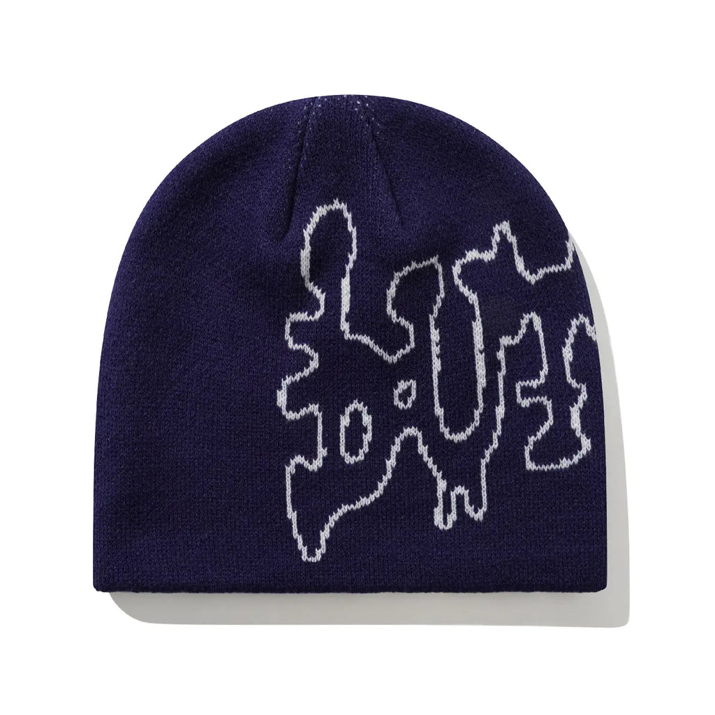 Butter Goods Blotch Skully Beanie - Navy - front