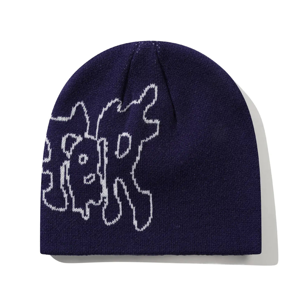 Butter Goods Blotch Skully Beanie - Navy - back