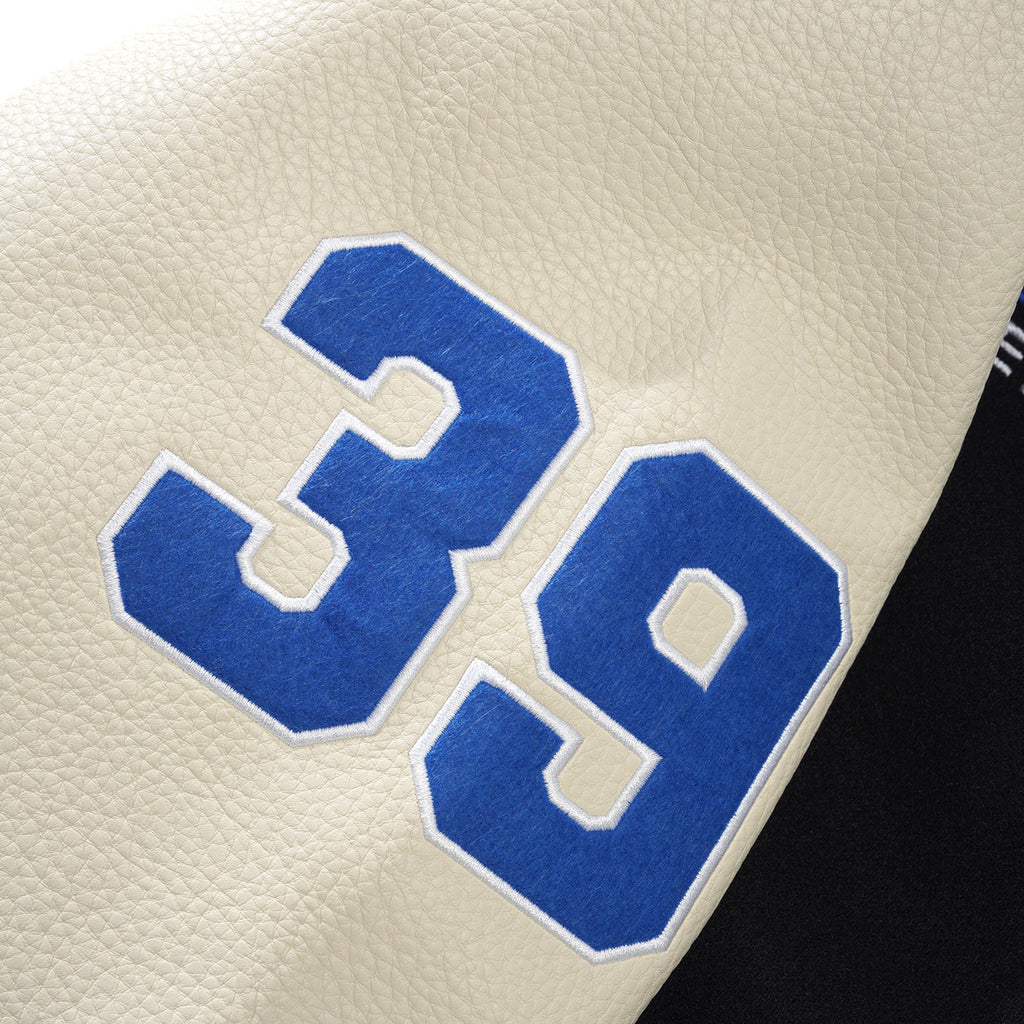 Butter Goods Blue Note Varsity Jacket - Navy / Cream - closeup