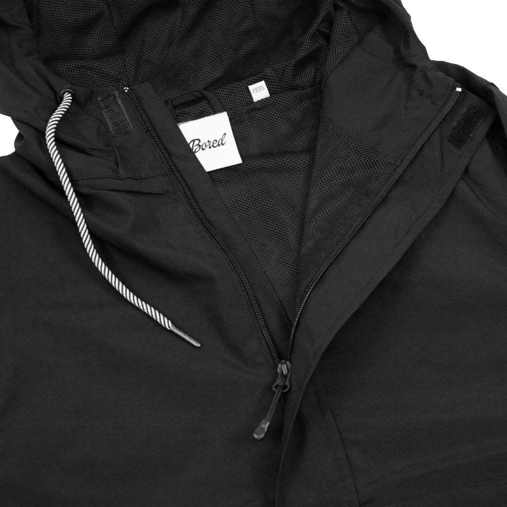 Bored of Southsea Hammer Windbreaker Pullover half-zip Jacket - Black - zip