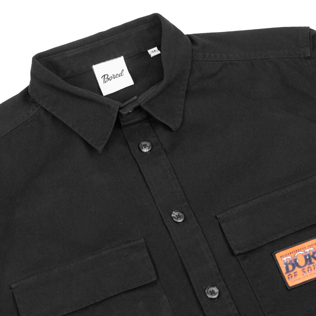 Bored of Southsea Neighbourhood  L/S Overshirt - Black - front