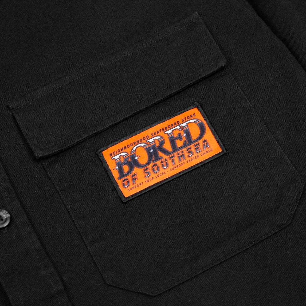 Bored of Southsea Neighbourhood  L/S Overshirt - Black - label