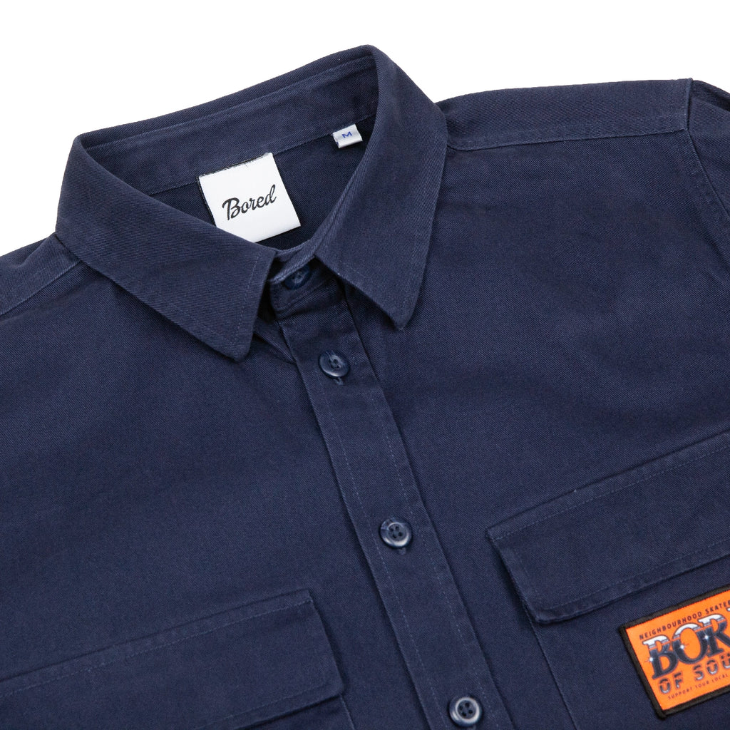 Bored of Southsea Neighbourhood  L/S Overshirt - Navy - front