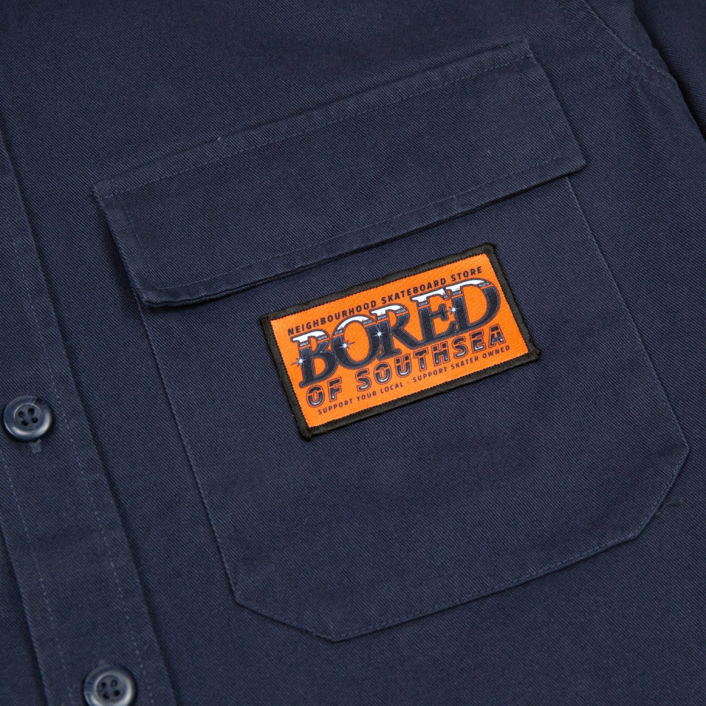 Bored of Southsea Neighbourhood  L/S Overshirt - Navy - label
