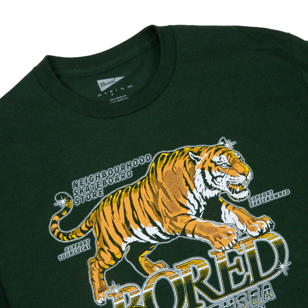 Airbrush Tiger T Shirt - Forest Green - front
