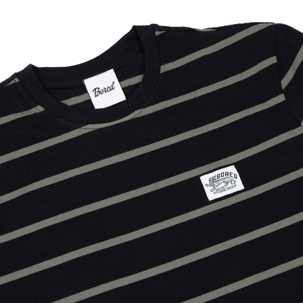 Bored of Southsea Daily Use  Striped T Shirt - Black / Khaki - front