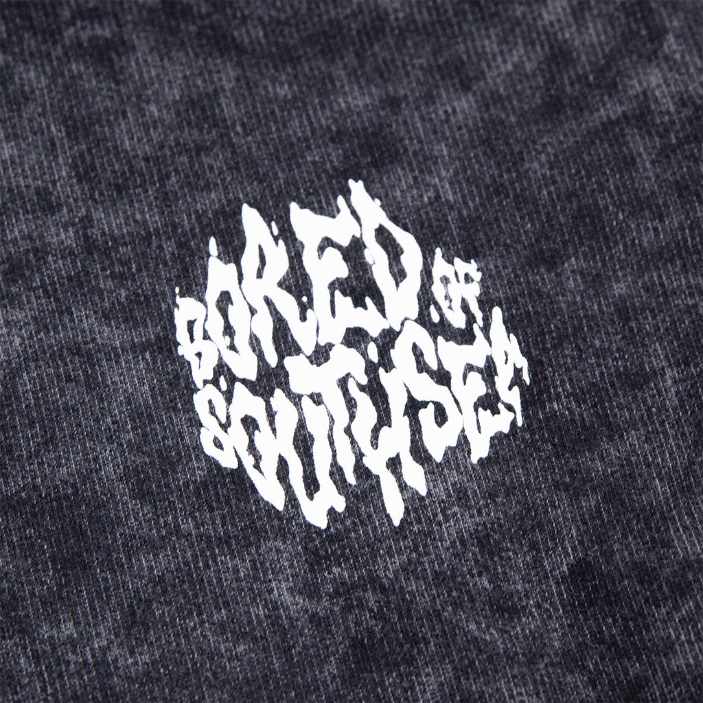 Bored of Southsea Skate Zombie Hoodie - Black Mineral Wash - closeup