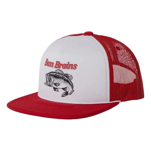 Brixton Bass Brains Fishing Team Trucker Cap - Crimson / White / Crimson - main