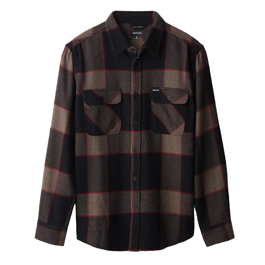 Brixton Bowery L/S  Flannel Shirt - Heather Grey / Charcoal