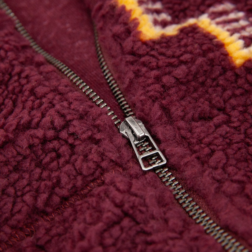 Brixton Artic Fleece Mock Neck Jacket - Light Cabernet - zip