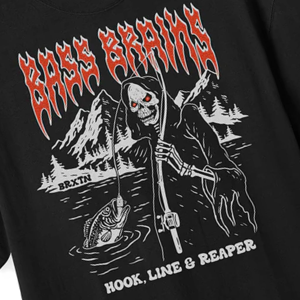 Brixton Bass Brains Reaper T Shirt - Black - front