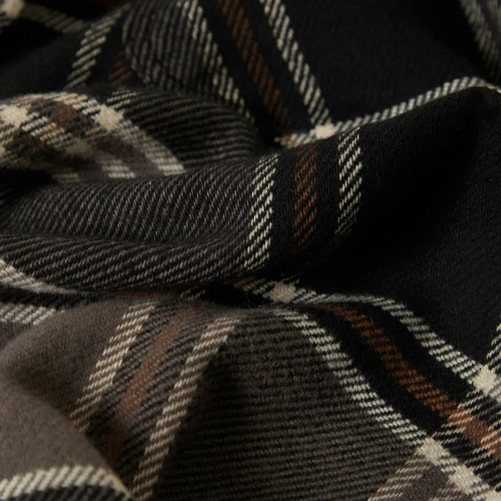 Brixton Bowery L/S  Flannel Shirt - Black / Charcoal / Pinecone - closeup