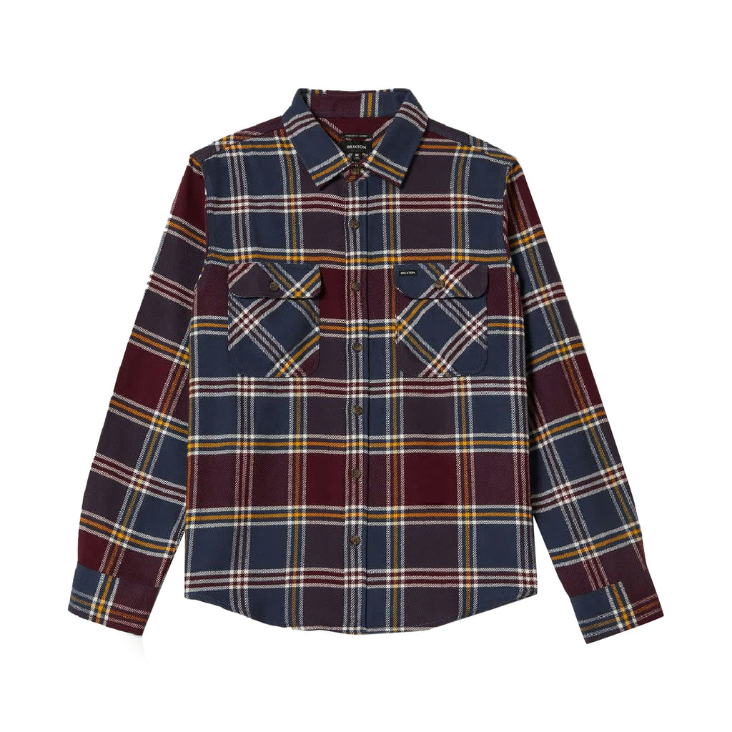Brixton Bowery L/S  Flannel Shirt - Mood Indigo / Port / Saffron - main