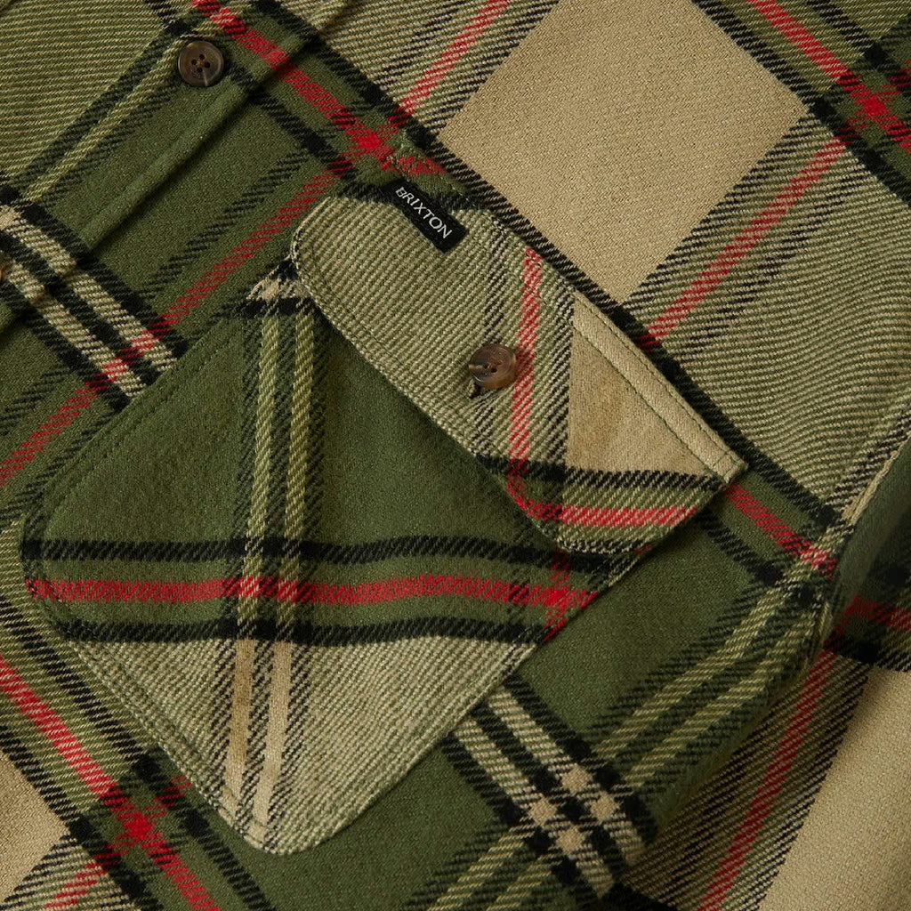 Brixton Bowery L/S  Flannel Shirt - Wild Green / Elm / Adrenaline Rush - pocket