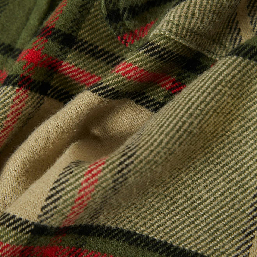 Brixton Bowery L/S  Flannel Shirt - Wild Green / Elm / Adrenaline Rush - closeup