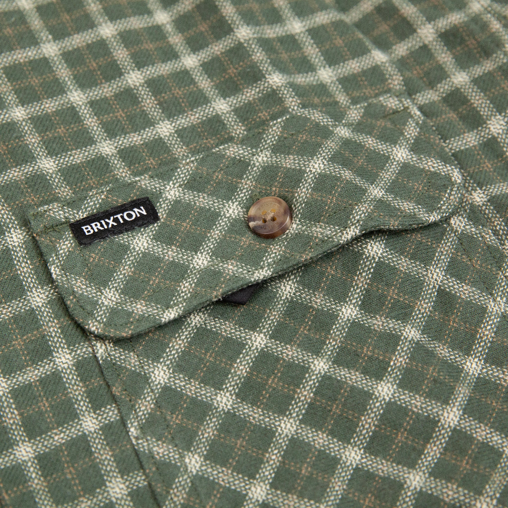 Brixton Bowery L/S  Light Weight Ultra Soft Flannel Shirt - Ivy Green / Whitecap - pocket
