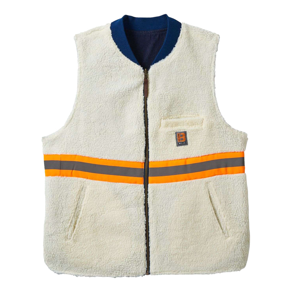 Brixton Builders Abraham Reversible Vest - Rinse Denim / Sherpa