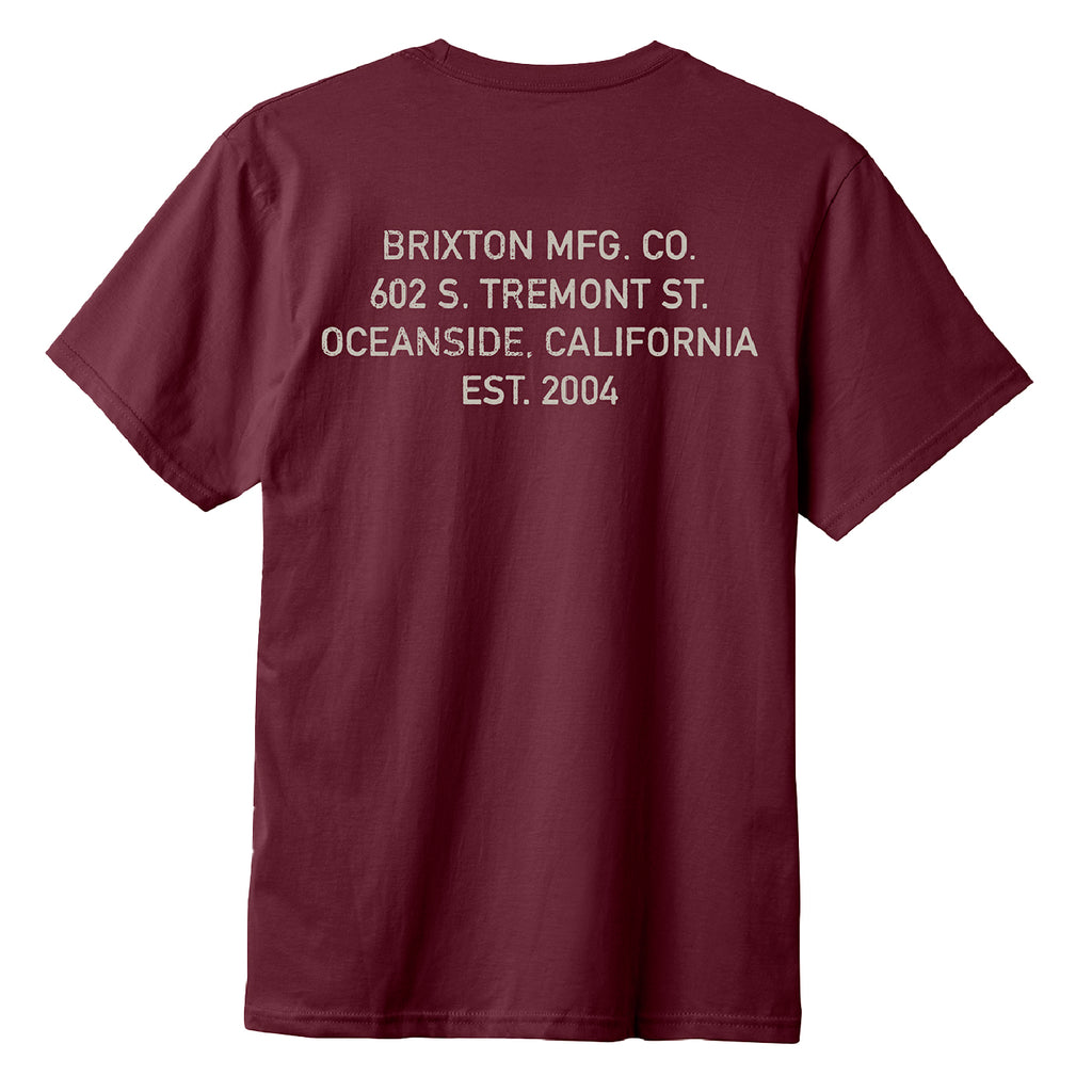 Brixton Gage T Shirt - Port Worn Wash - back