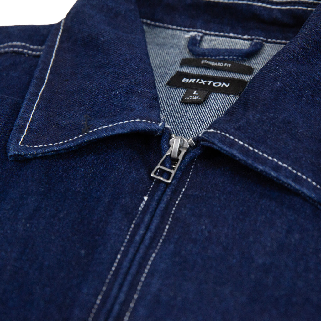 Brixton Mechanic Garage Zip Jacket - Rinse Denim - collar