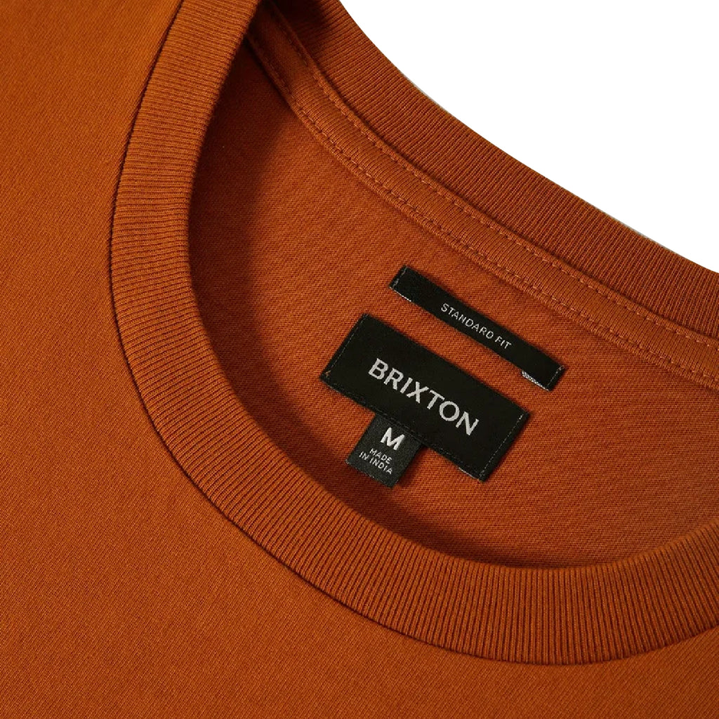 Brixton Union Heavyweight Boxy Pocket T Shirt - Rustic Caramel - neck