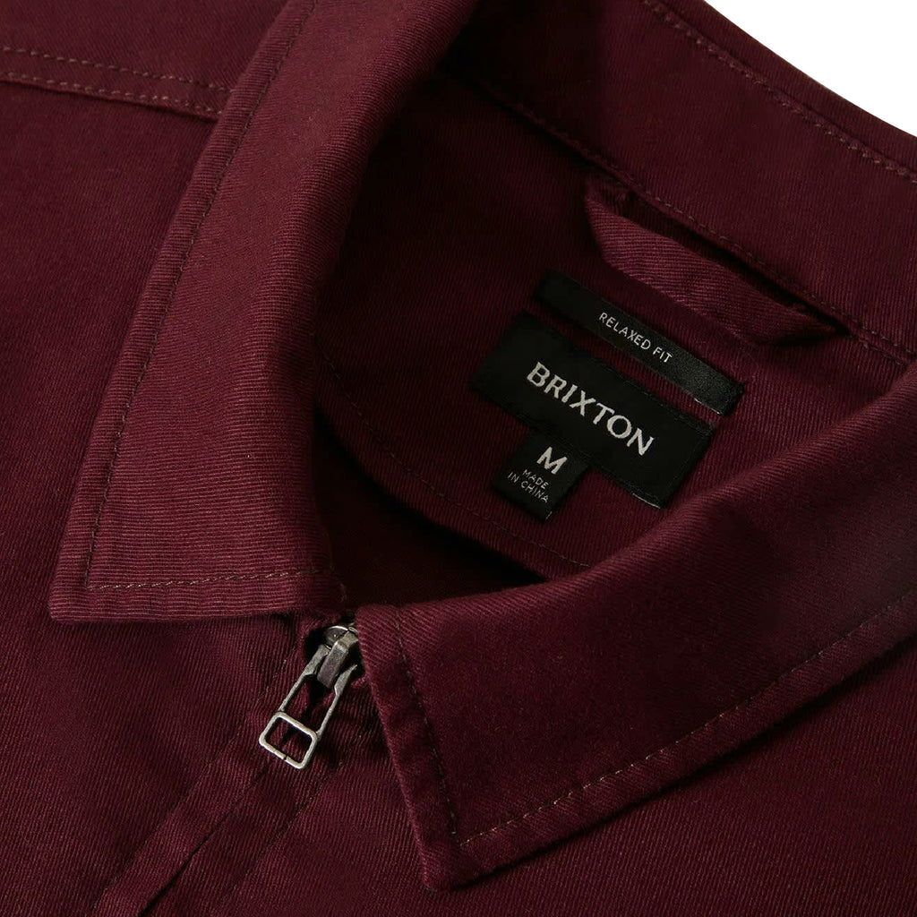 Brixton Union Relaxed Harrington Jacket - Port -  collar