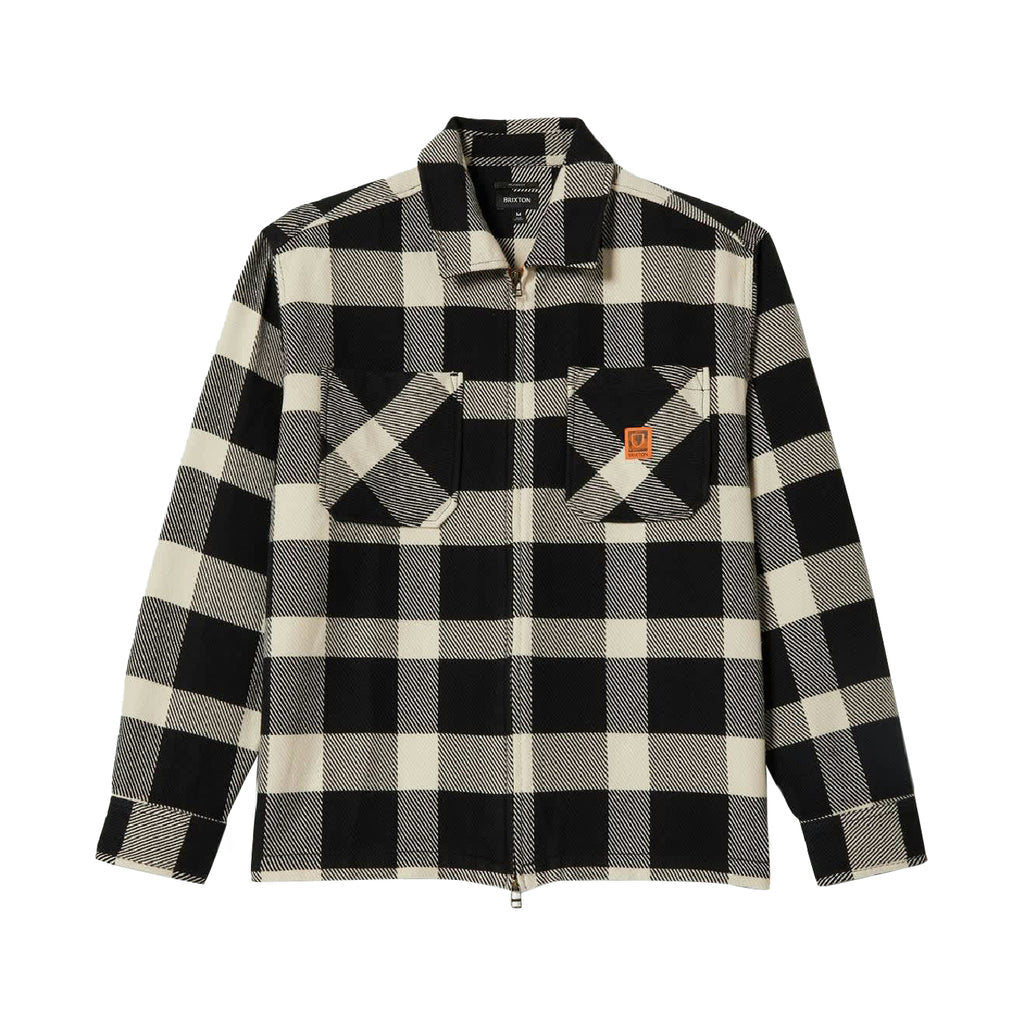 Brixton Union Zip Flannel Shirt - Off White / Black - main