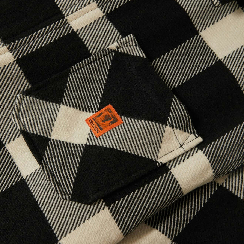 Brixton Union Zip Flannel Shirt - Off White / Black - pocket