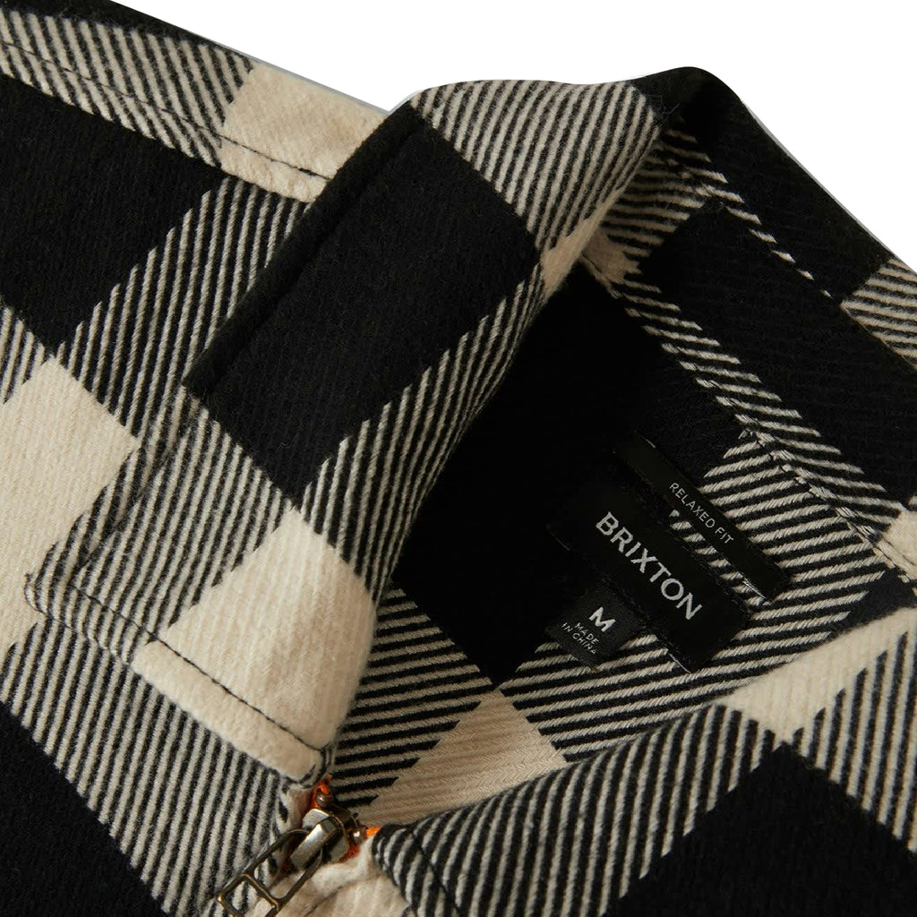 Brixton Union Zip Flannel Shirt - Off White / Black - collar