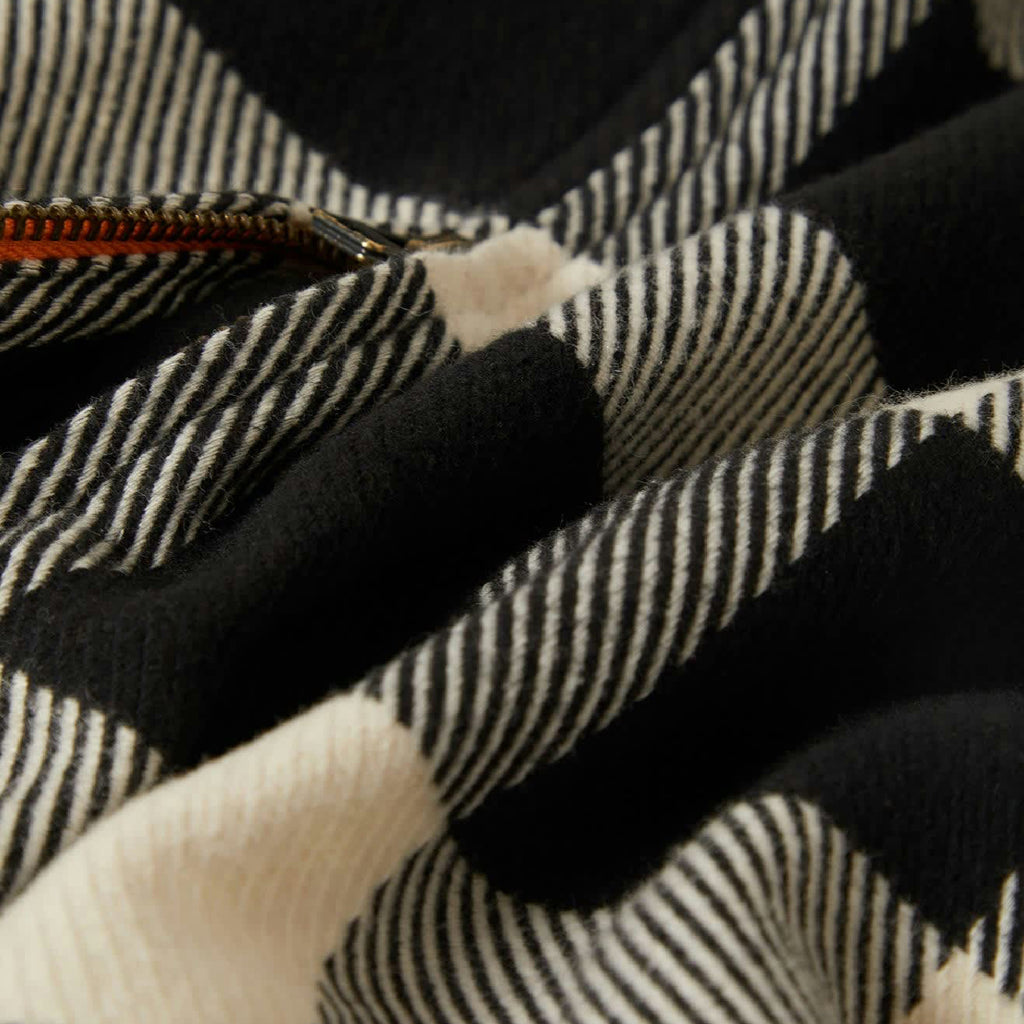 Brixton Union Zip Flannel Shirt - Off White / Black - closeup