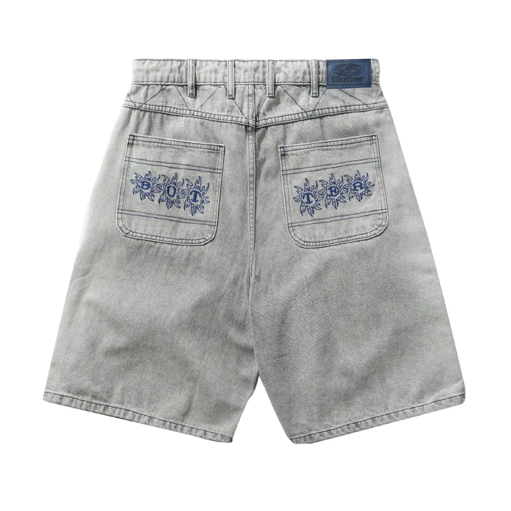 Butter Goods Bronco Denim Shorts - Washed Grey - back