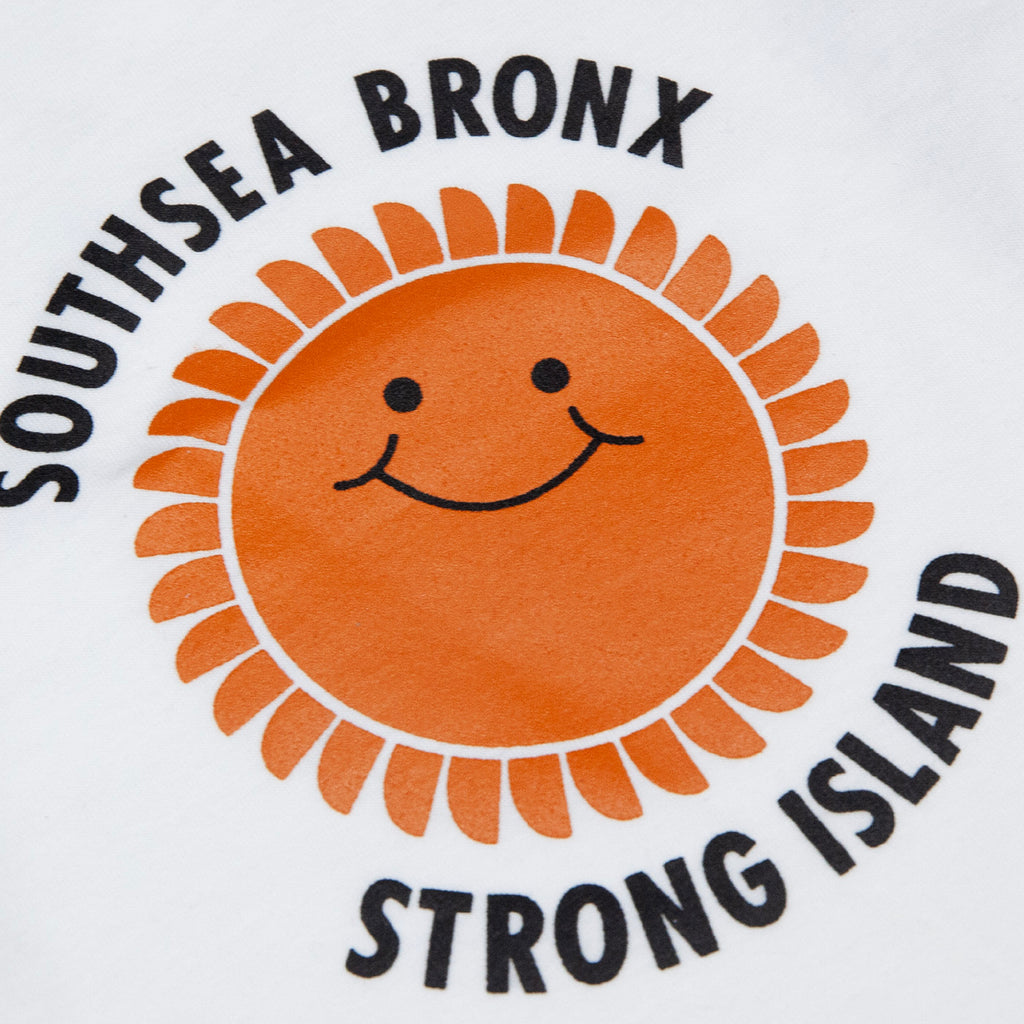 Southsea Bronx Strong Island Baby Baseball L/S T Shirt - White / Navy - closeup