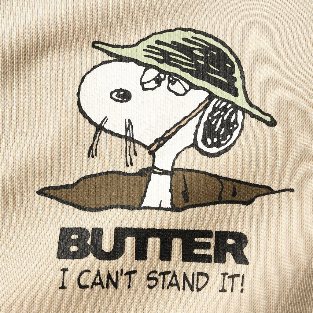 Butter Goods x PEANUTS Can't Stand It T Shirt - Washed Sandstone - closeup