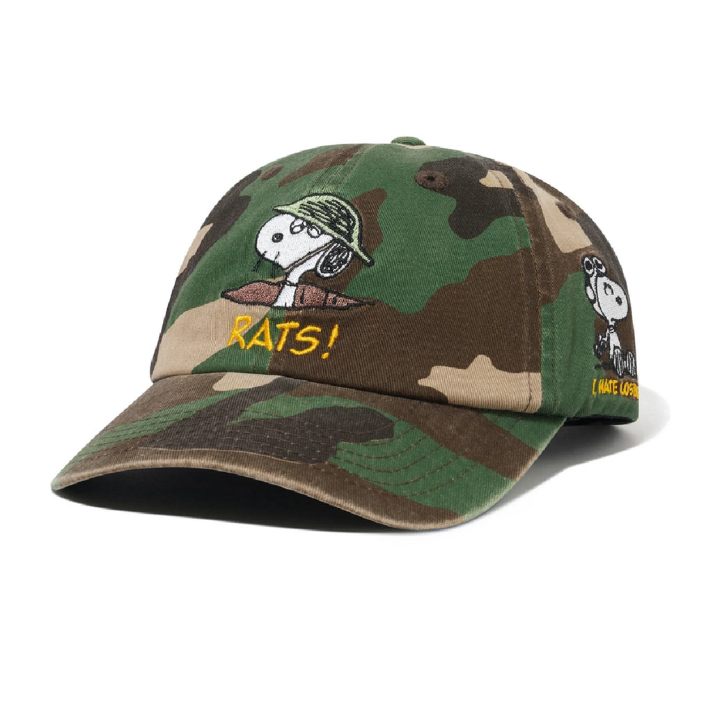 Butter Goods x PEANUTS Rats 6 Panel Cap - Washed Camo - front