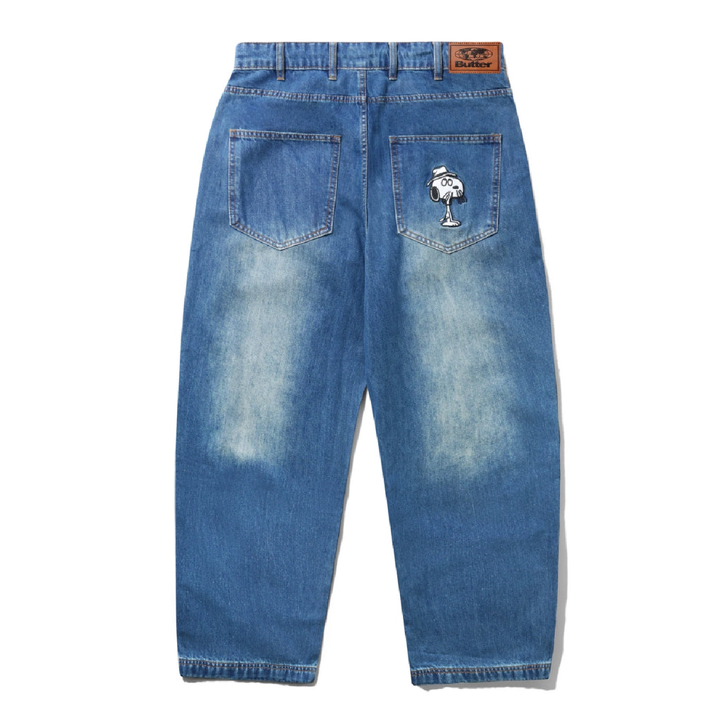 Butter Goods x PEANUTS Spike Denim Jeans - Distressed Indigo - back