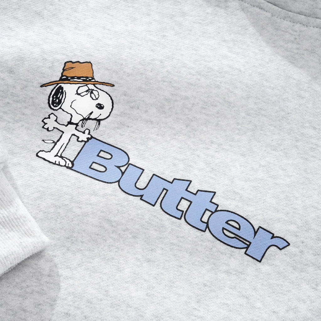 Butter Goods x PEANUTS Spike Logo Pullover Hoodie - Ash - closeup
