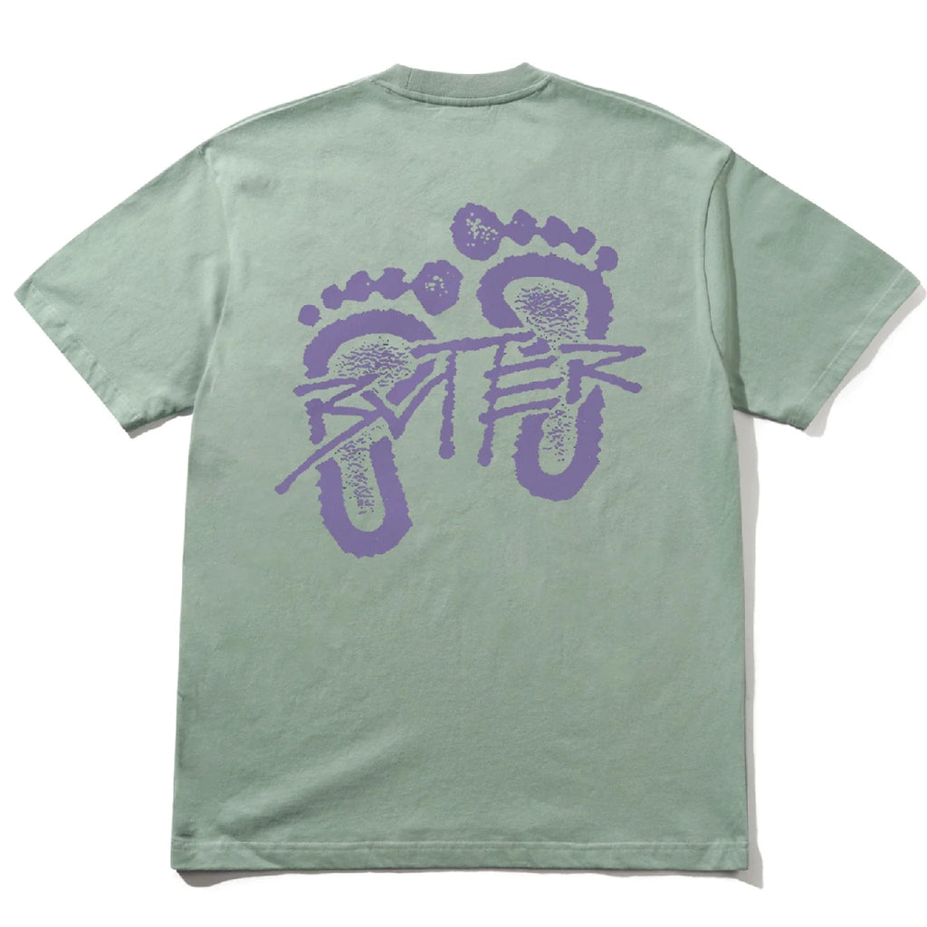 Butter Goods Footprints T Shirt - Dull Mint - back