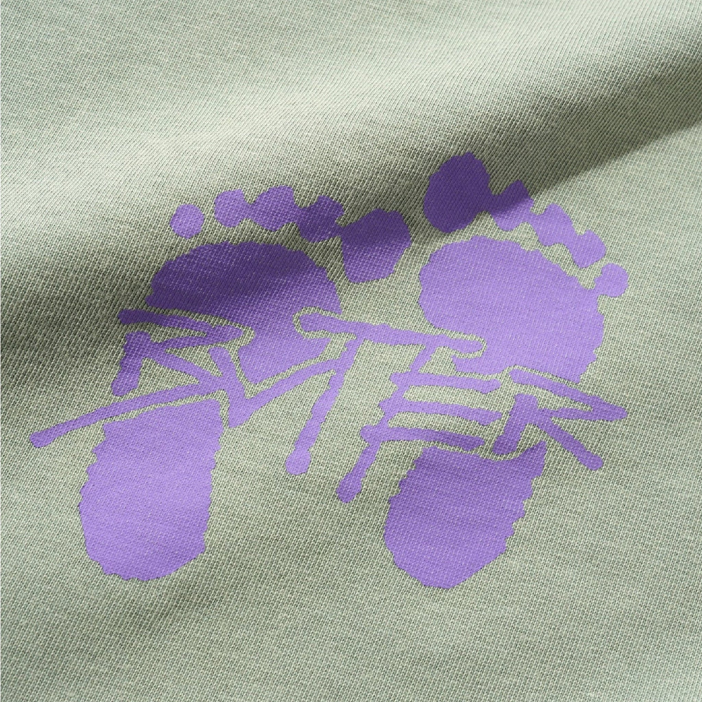 Butter Goods Footprints T Shirt - Dull Mint - closeup2
