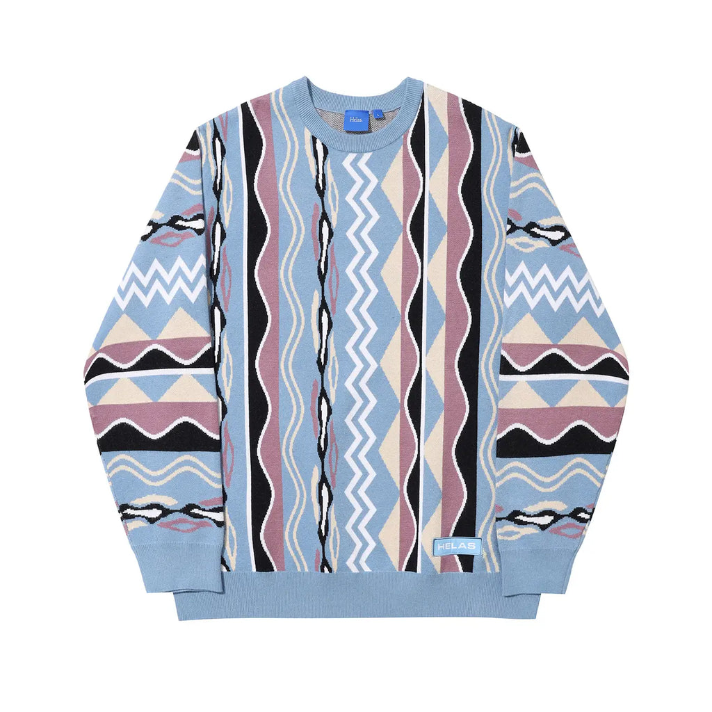 Helas Cool Coog Knit Crewneck Sweat - Blue Multi- main