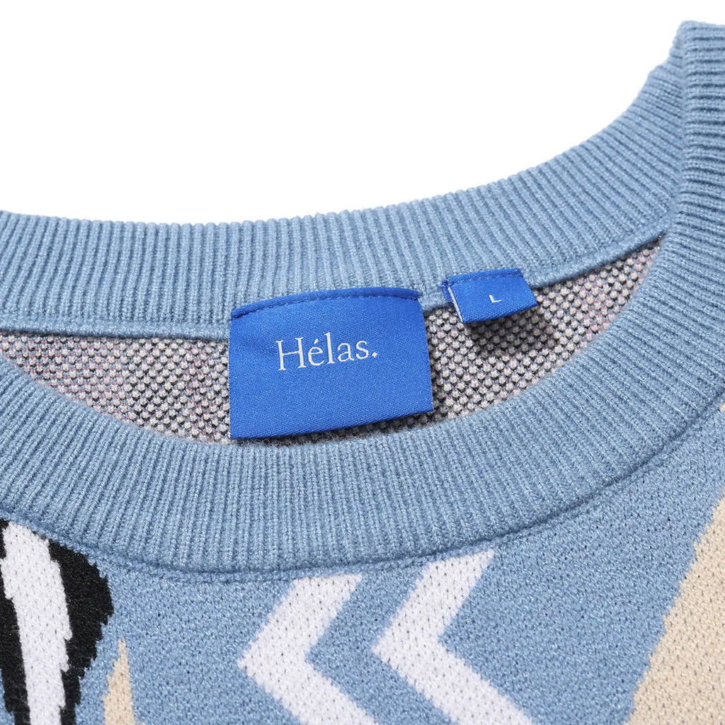 Helas Cool Coog Knit Crewneck Sweat - Blue Multi - neck