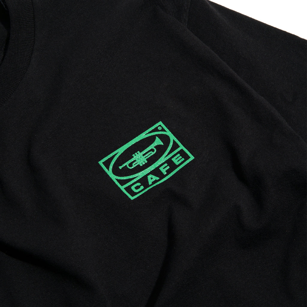Skateboard Cafe "45" T Shirt - Black / Green - closeup2